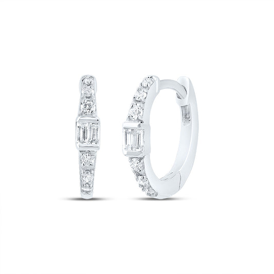 10kt White Gold 1/8 Cttw Diamond Hoop Earring
