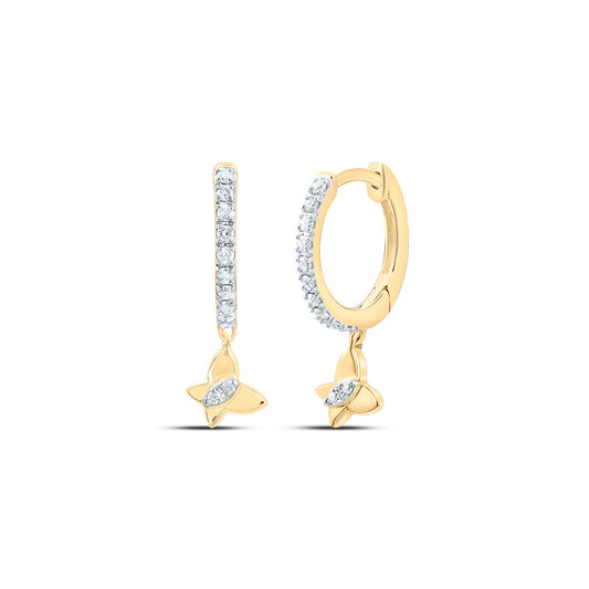 10kt Yellow Gold 1/10 Cttw Diamond Butterfly Dangling Earring