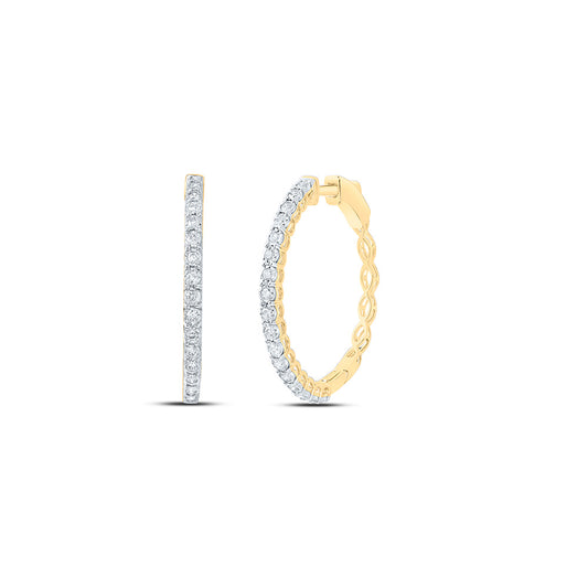 10kt Yellow Gold 5/8 Cttw Diamond Fashion Hoop Earring