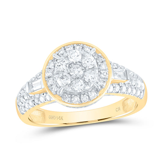 14kt Yellow Gold 1 Cttw Diamond Flower Round Bridal Wedding Engagement Anniversary Ring, Women Size: 5-9