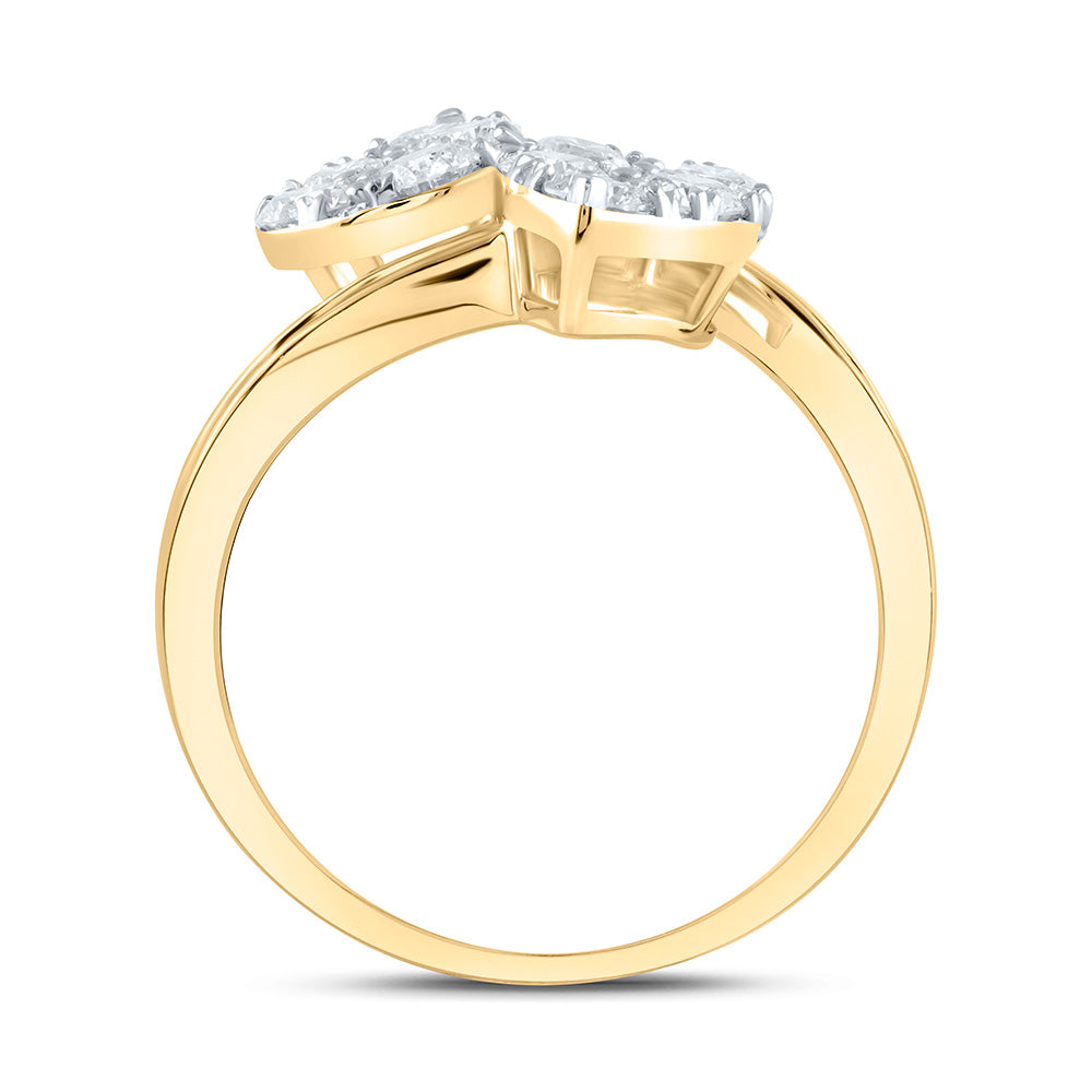 14kt Yellow Gold 1 3/8 Cttw Diamond Fashion Pear Cuff Wedding Engagement Anniversary Ring, Women Size: 5-9