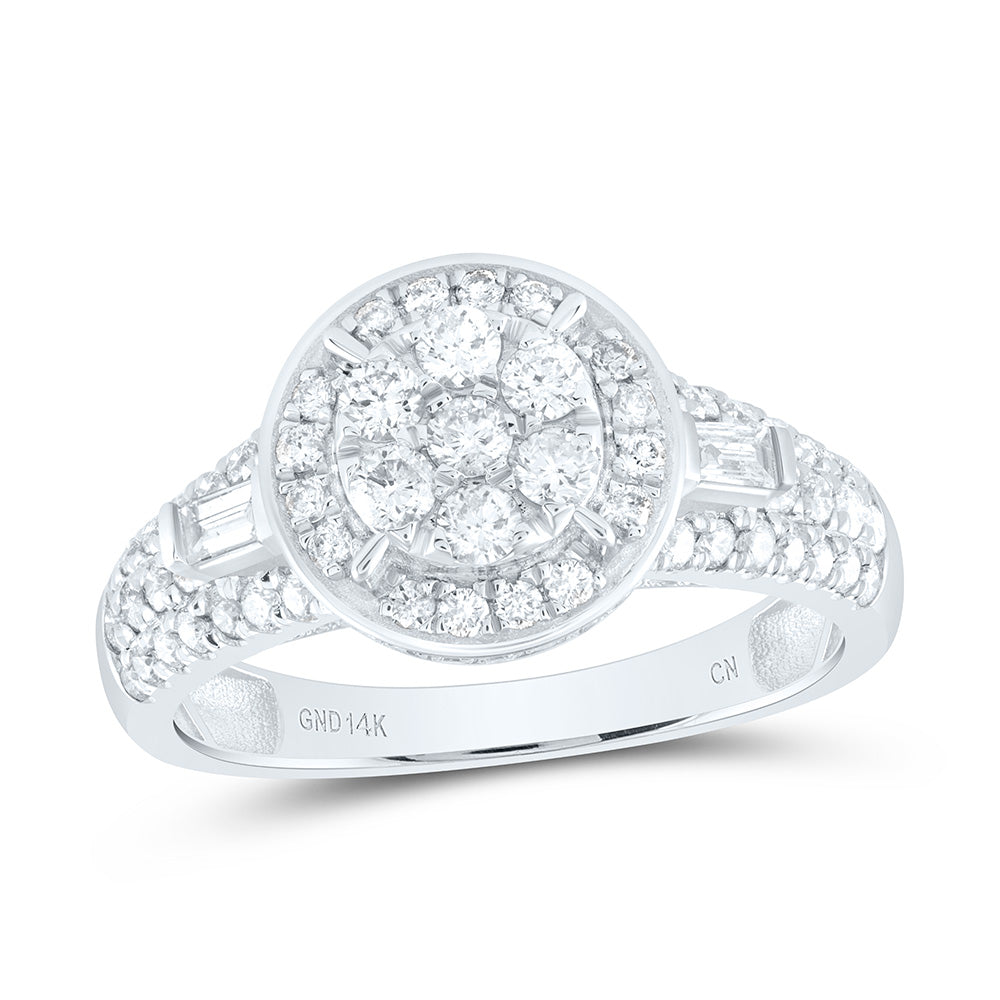 14kt White Gold 1 Cttw Diamond Flower Round Bridal Wedding Engagement Anniversary Ring, Women Size: 5-9