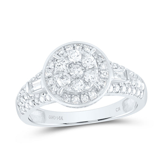 14kt White Gold 1 Cttw Diamond Flower Round Bridal Wedding Engagement Anniversary Ring, Women Size: 5-9
