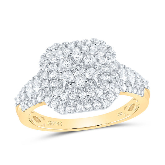 14kt Yellow Gold 1 Cttw Diamond Flower Bridal Wedding Engagement Anniversary Ring, Women Size: 5-9