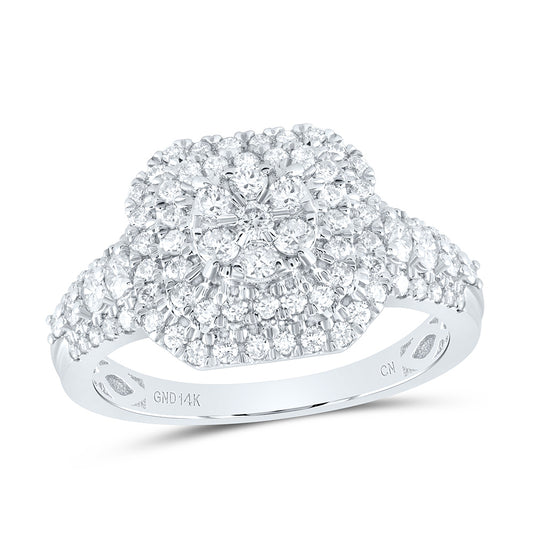 14kt White Gold 1 Cttw Diamond Flower Bridal Wedding Engagement Anniversary Ring, Women Size: 5-9