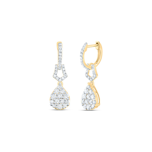 14kt Yellow Gold 1 Cttw Diamond Fashion Pear Dangling Earring