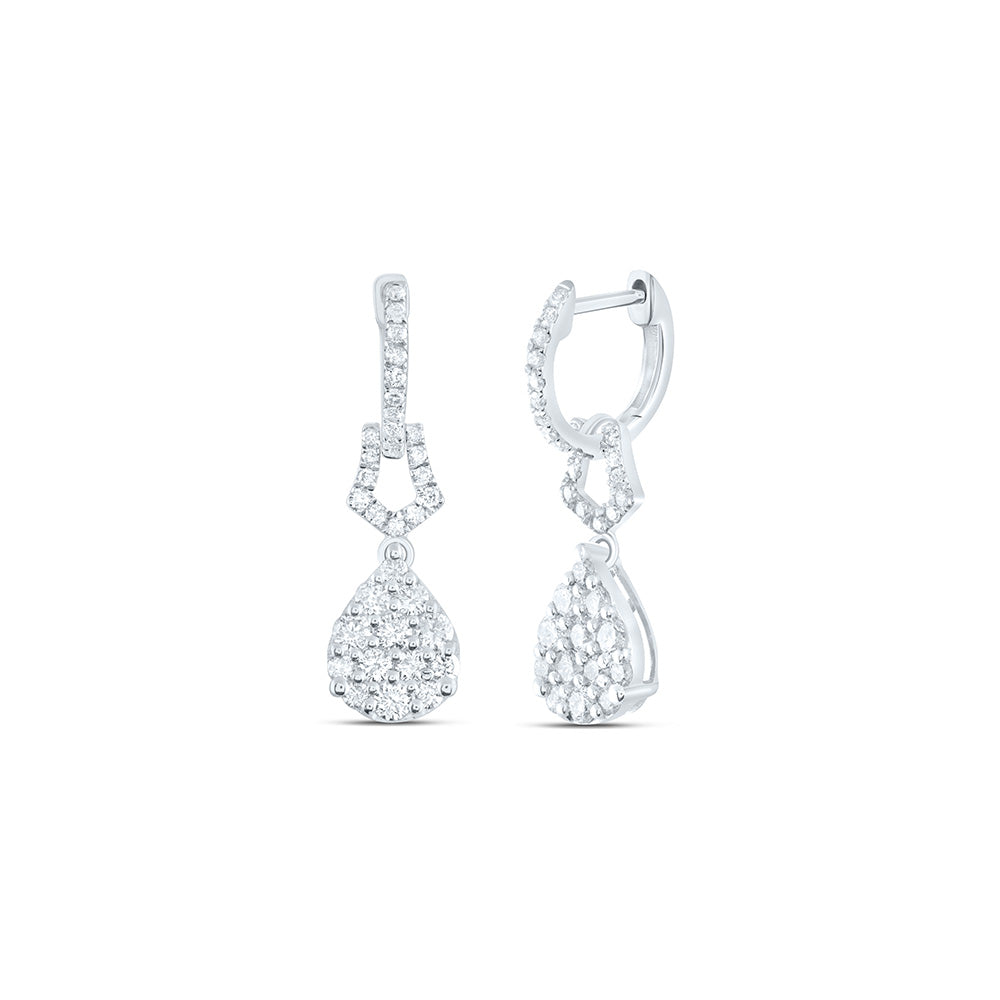 14kt White Gold 1 Cttw Diamond Fashion Pear Dangling Earring