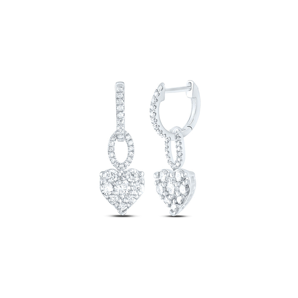 14kt White Gold 1 Cttw Natural Diamond Fashion Heart Dangling Earring