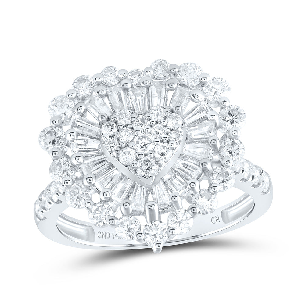 14kt White Gold 1 7/8 Cttw Natural Diamond Fashion Heart Wedding Engagement Anniversary Ring, Women Size: 5-9