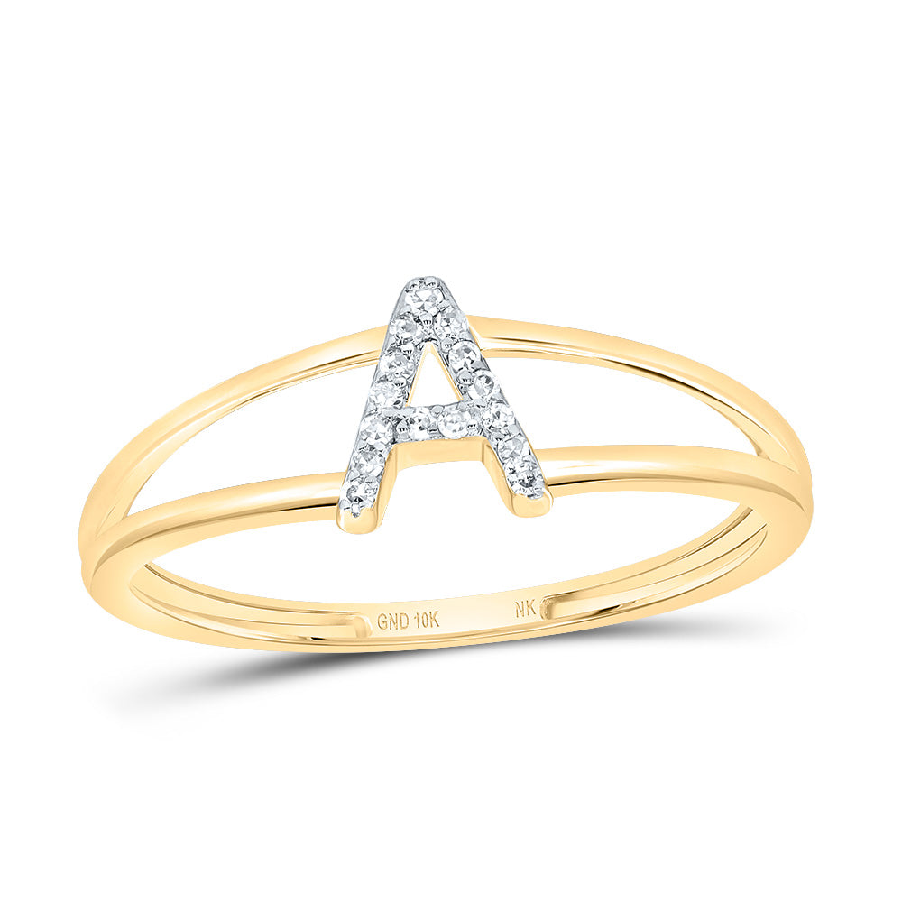 10kt Yellow Or White Gold Diamond Initial Ladies Wedding Engagement Anniversary Ring