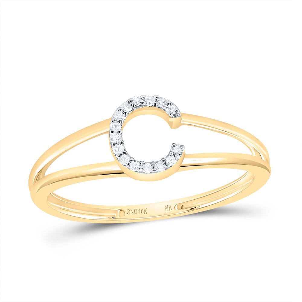 10kt Yellow Or White Gold Diamond Initial Ladies Wedding Engagement Anniversary Ring