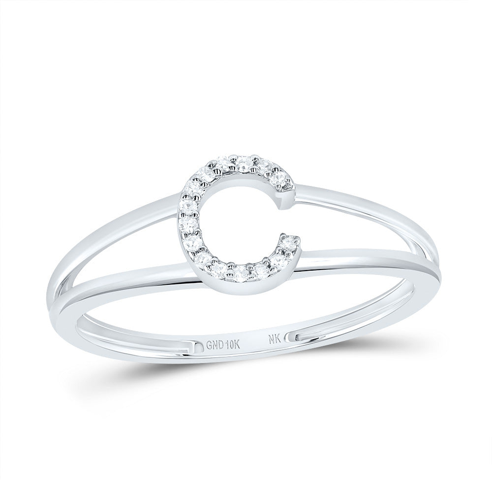 10kt Yellow Or White Gold Diamond Initial Ladies Wedding Engagement Anniversary Ring