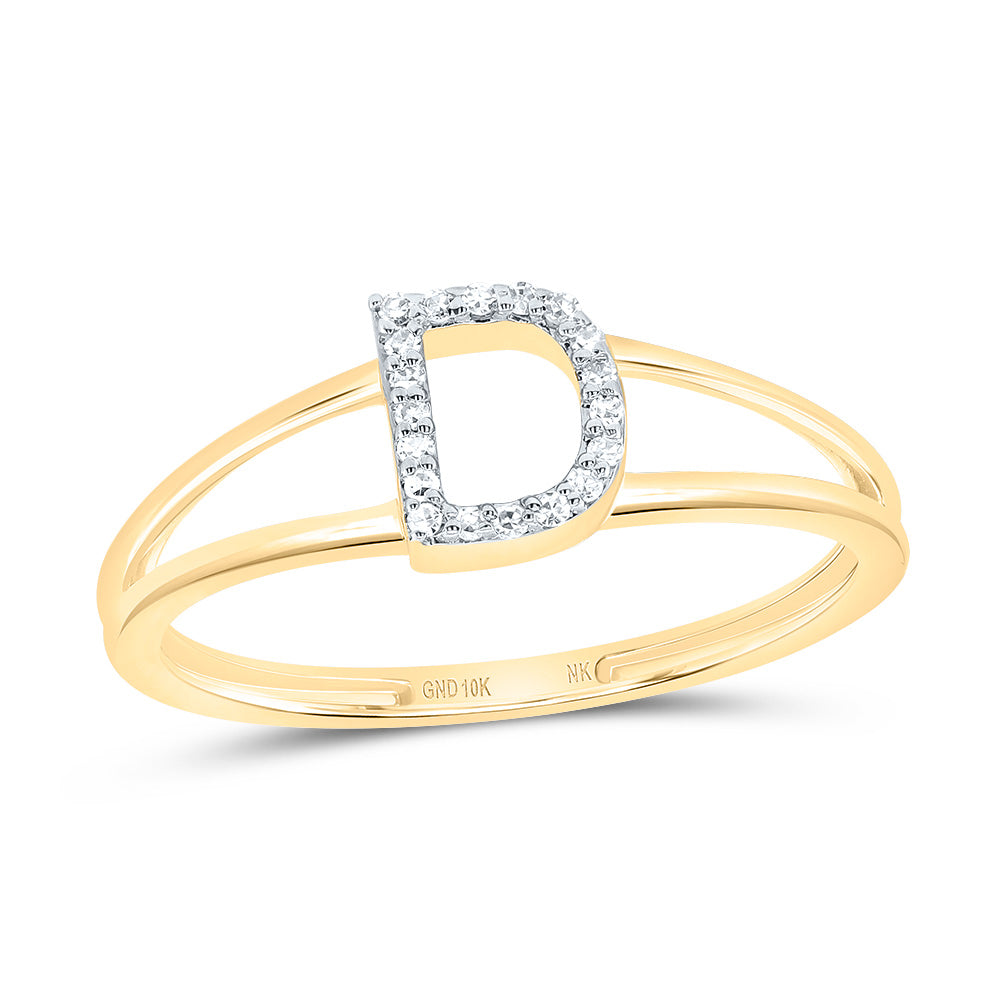 10kt Yellow Or White Gold Diamond Initial Ladies Wedding Engagement Anniversary Ring
