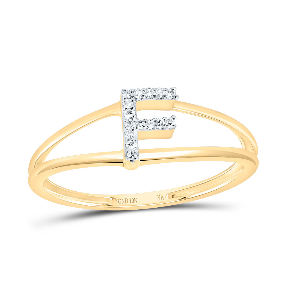 10kt Yellow Or White Gold Diamond Initial Ladies Wedding Engagement Anniversary Ring
