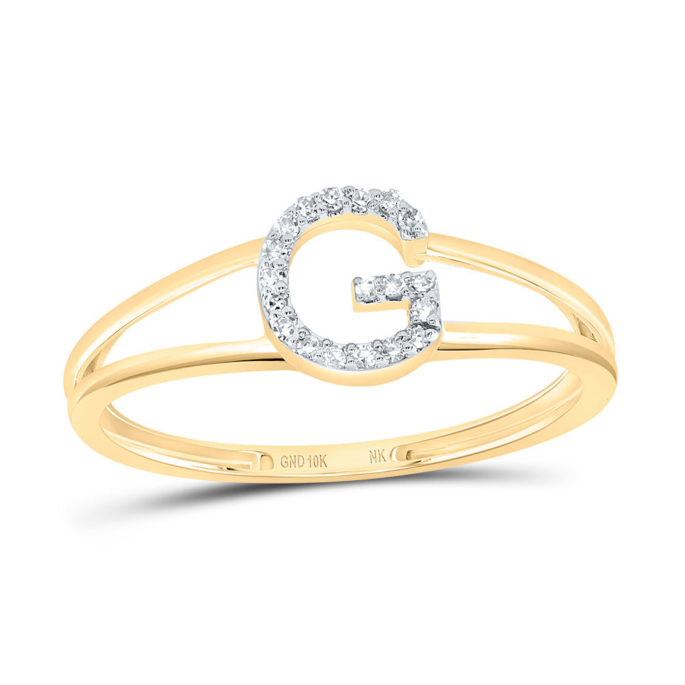 10kt Yellow Or White Gold Diamond Initial Ladies Wedding Engagement Anniversary Ring