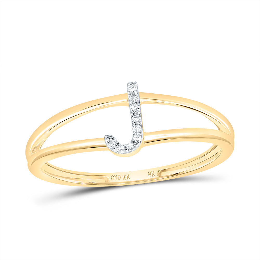 10kt Yellow Or White Gold Diamond Initial Ladies Wedding Engagement Anniversary Ring