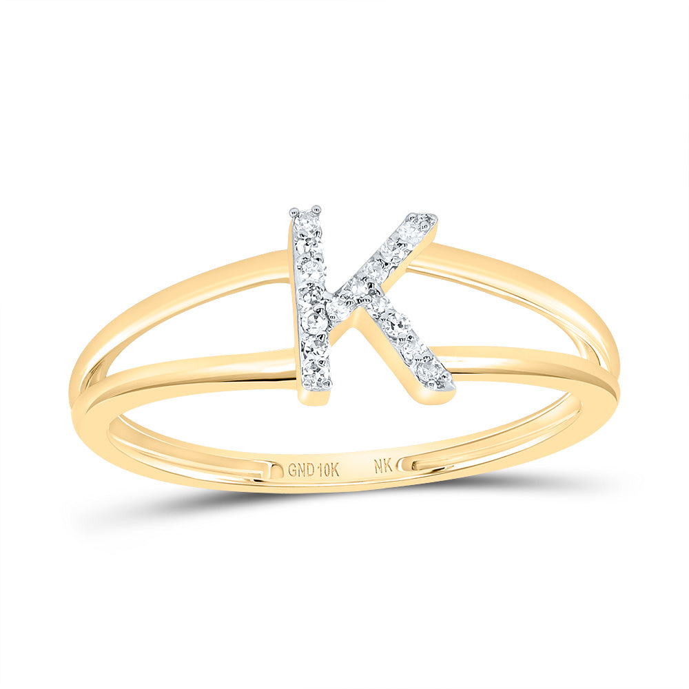 10kt Yellow Or White Gold Diamond Initial Ladies Wedding Engagement Anniversary Ring