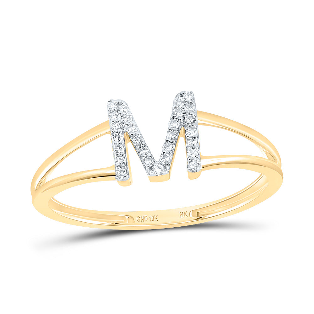 10kt Yellow Or White Gold Diamond Initial Ladies Wedding Engagement Anniversary Ring