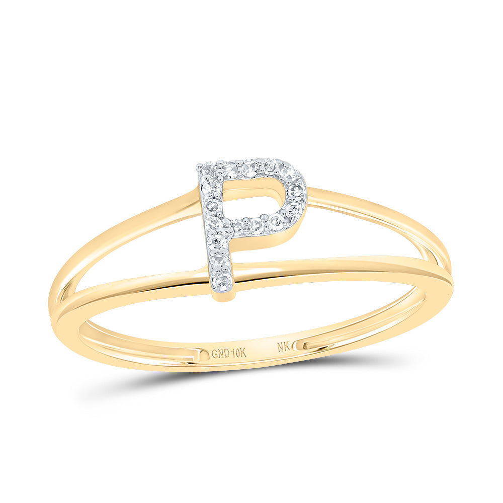 10kt Yellow Or White Gold Diamond Initial Ladies Wedding Engagement Anniversary Ring