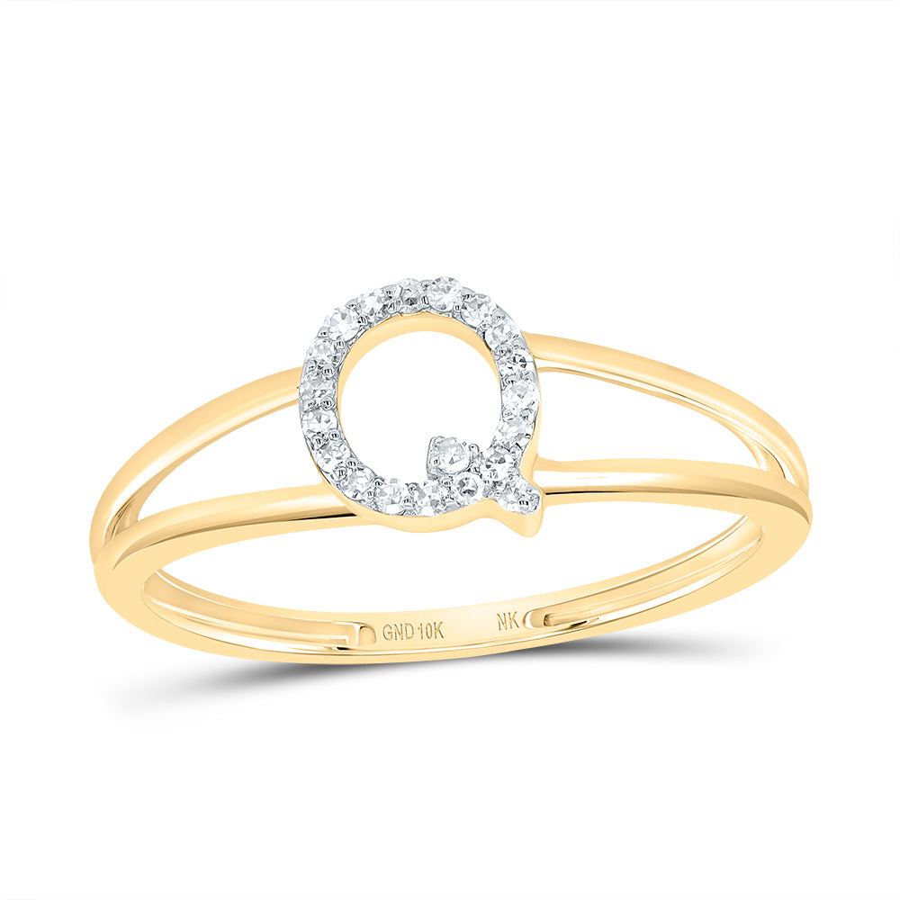 10kt Yellow Or White Gold Diamond Initial Ladies Wedding Engagement Anniversary Ring