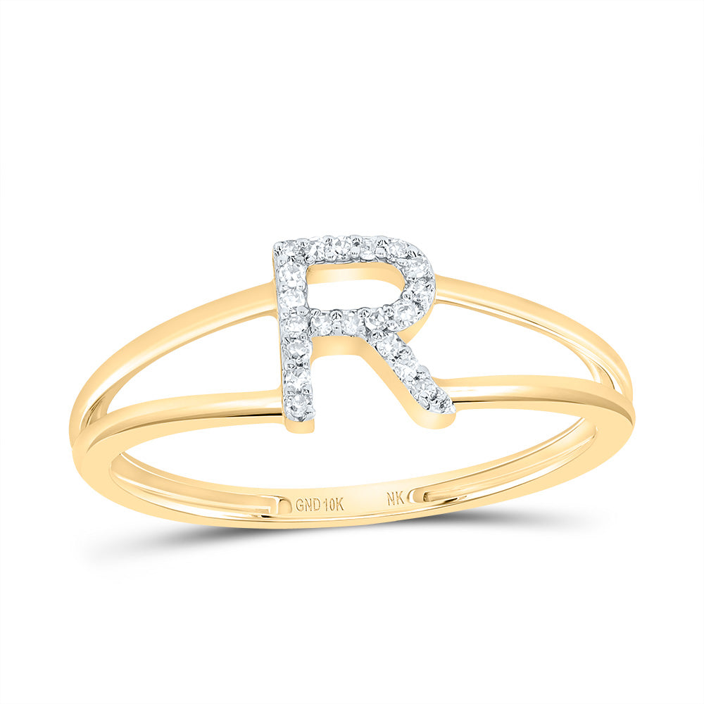 10kt Yellow Or White Gold Diamond Initial Ladies Wedding Engagement Anniversary Ring