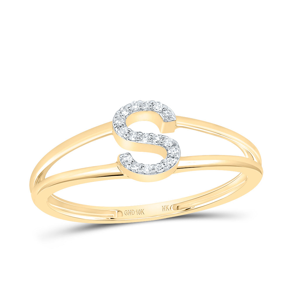 10kt Yellow Or White Gold Diamond Initial Ladies Wedding Engagement Anniversary Ring