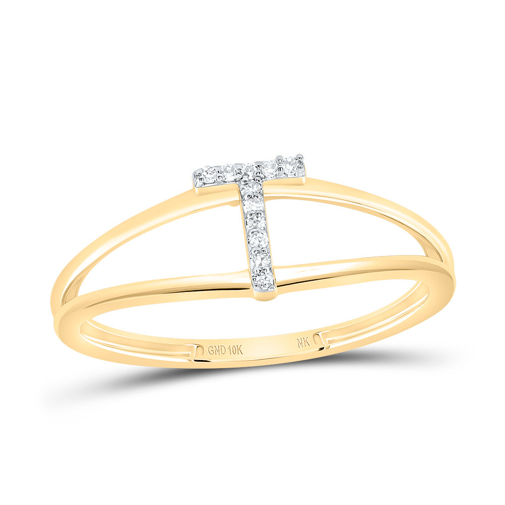 10kt Yellow Or White Gold Diamond Initial Ladies Wedding Engagement Anniversary Ring