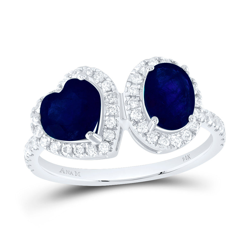 14kt Yellow Or White Or Rose Gold Natural Diamond Ana M 6.5mm Heart, 7x5mm Oval Natural Gem Wedding Engagement Anniversary Ring