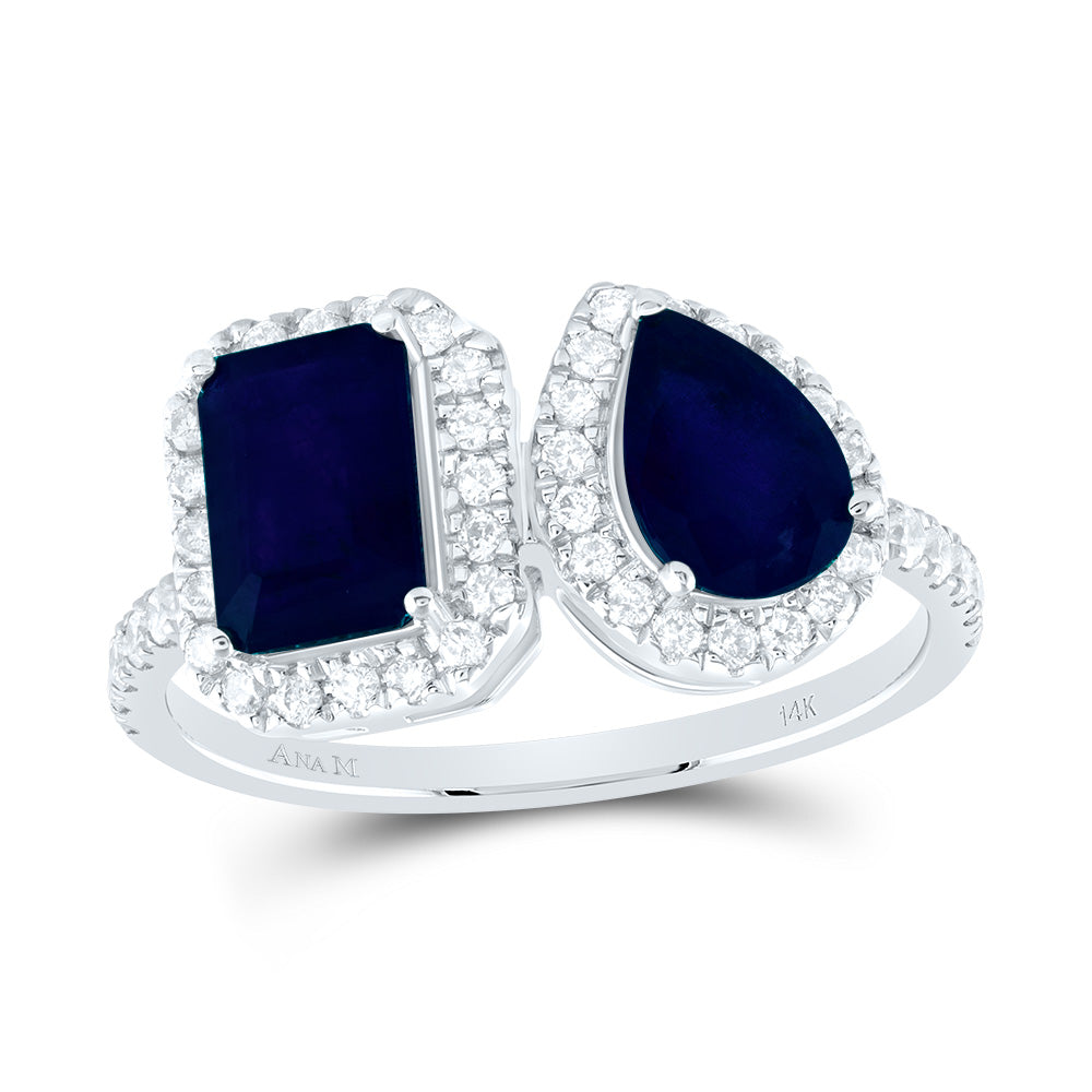 14kt Yellow Or White Or Rose Gold Natural Diamond Ana M 7x5mm Emerald, 7x5mm Pear Natural Gem Wedding Engagement Anniversary Ring