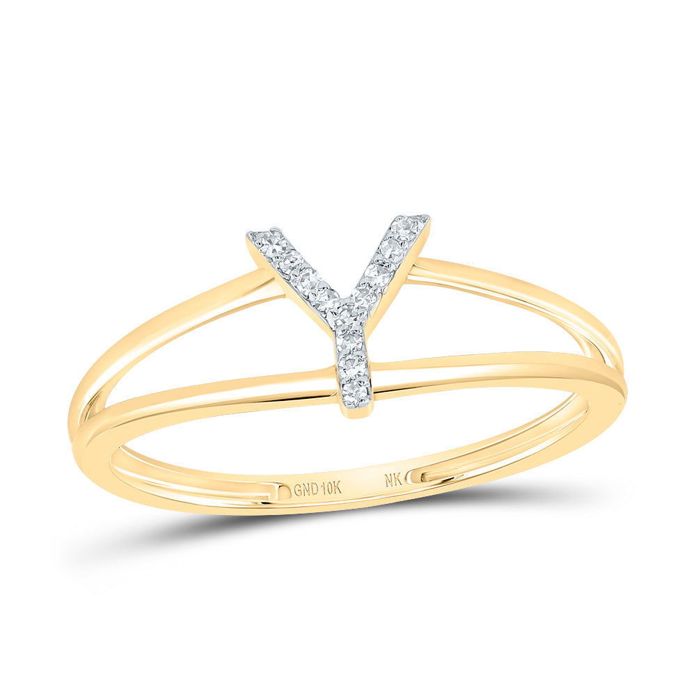 10kt Yellow Or White Gold Diamond Initial Ladies Wedding Engagement Anniversary Ring