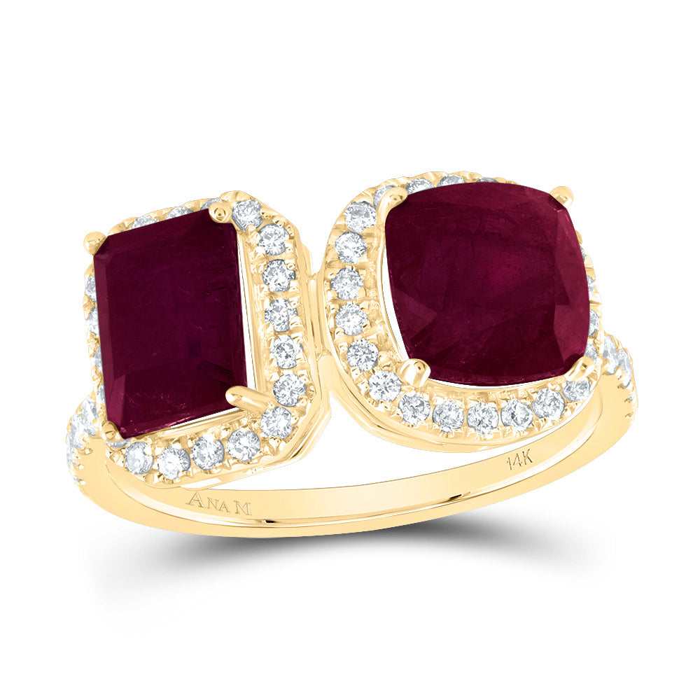 14kt Yellow Or White Or Rose Gold Natural Diamond Ana M 7x7mm Cushion, 7x5mm Emerald Natural Gem Wedding Engagement Anniversary Ring