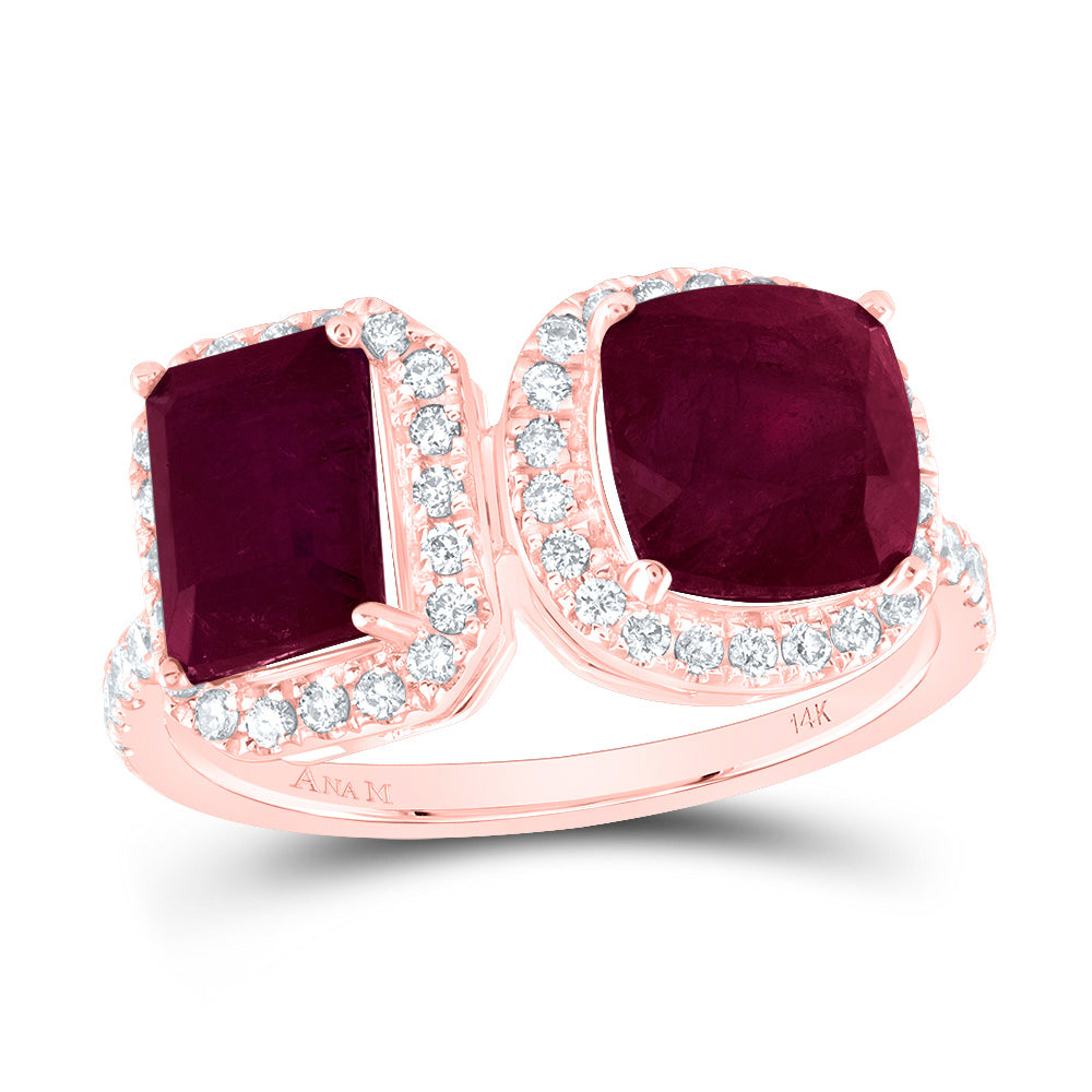 14kt Yellow Or White Or Rose Gold Natural Diamond Ana M 7x7mm Cushion, 7x5mm Emerald Natural Gem Wedding Engagement Anniversary Ring