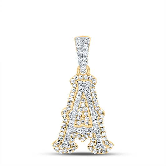 10k Yellow White Natural Diamond Fashion Initial Pendant