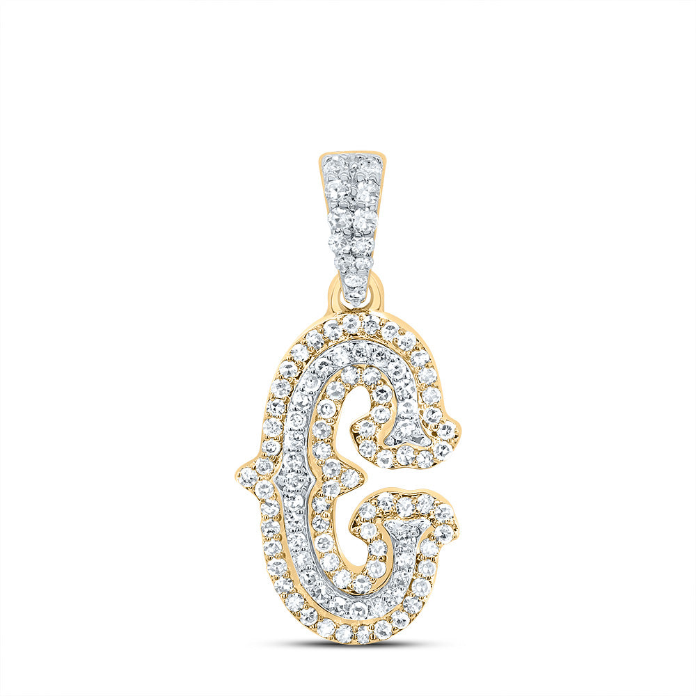 10k Yellow White Natural Diamond Fashion Initial Pendant