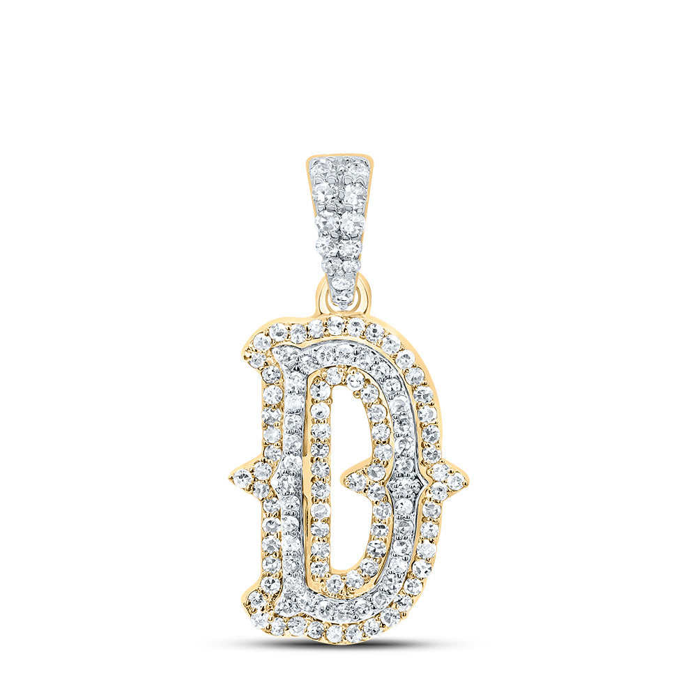 10k Yellow White Natural Diamond Fashion Initial Pendant