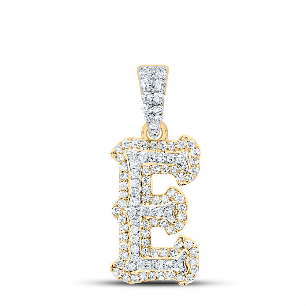 10k Yellow White Natural Diamond Fashion Initial Pendant