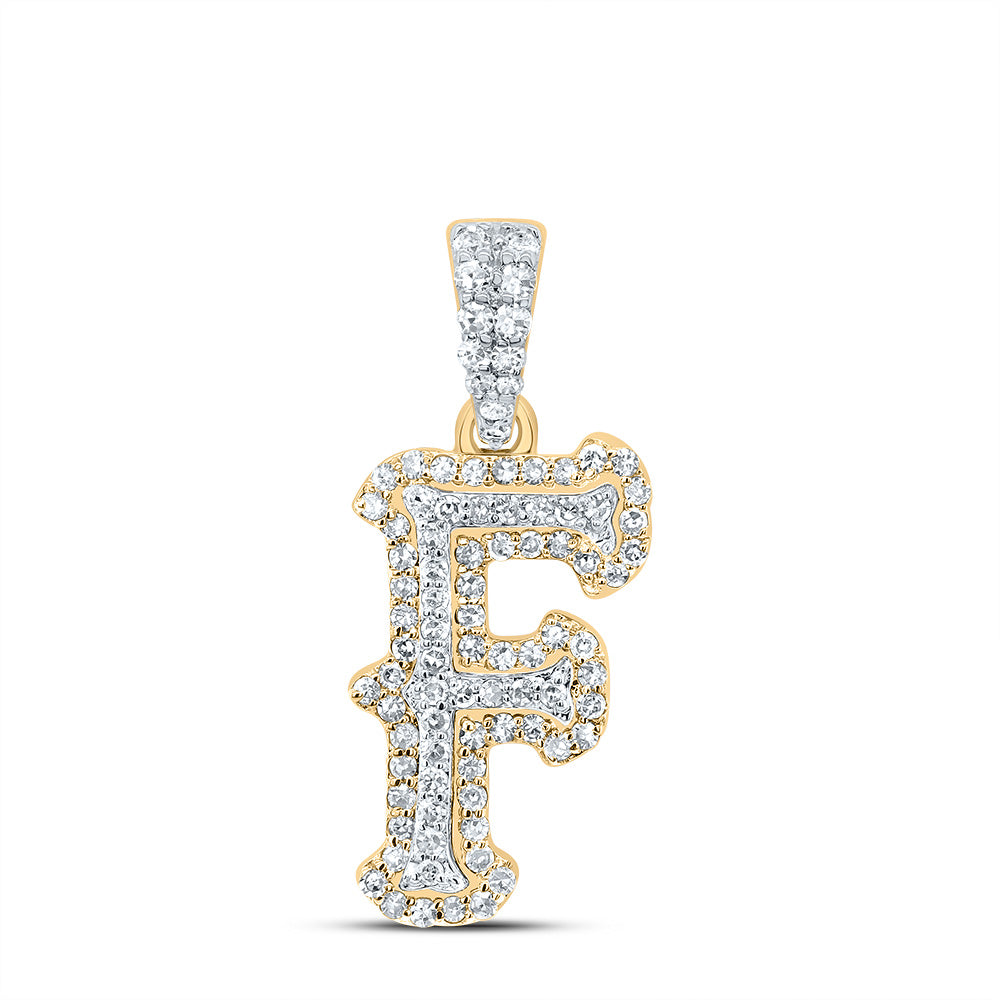 10k Yellow White Natural Diamond Fashion Initial Pendant