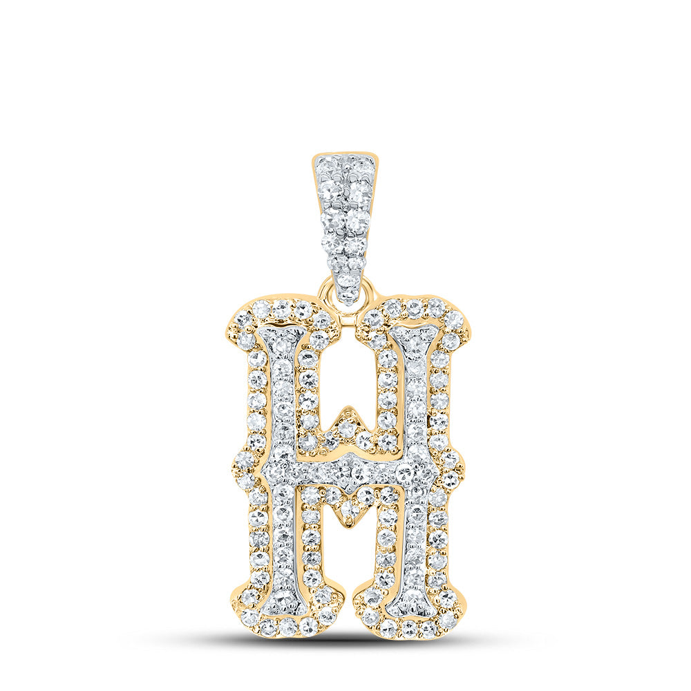 10k Yellow White Natural Diamond Fashion Initial Pendant
