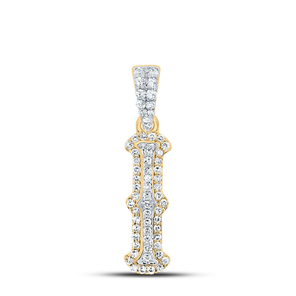 10k Yellow White 1/5 Cttw Natural Diamond Fashion Initial " I" Pendant