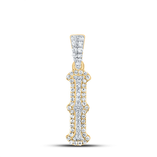 10k Yellow White 1/5 Cttw Natural Diamond Fashion Initial " I" Pendant