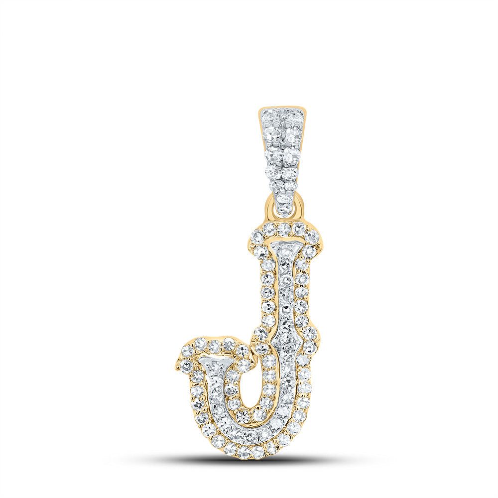 10k Yellow White Natural Diamond Fashion Initial Pendant