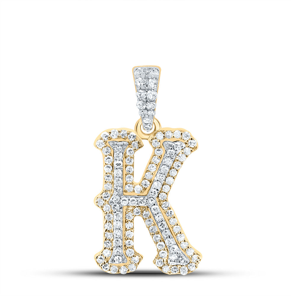 10k Yellow White Natural Diamond Fashion Initial Pendant