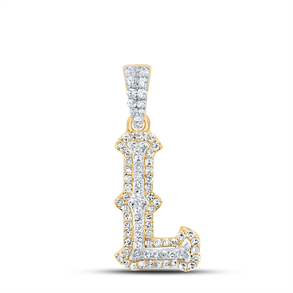 10k Yellow White Natural Diamond Fashion Initial Pendant
