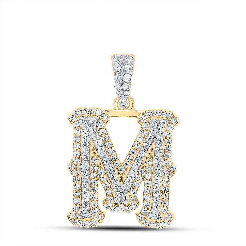 10k Yellow White Natural Diamond Fashion Initial Pendant
