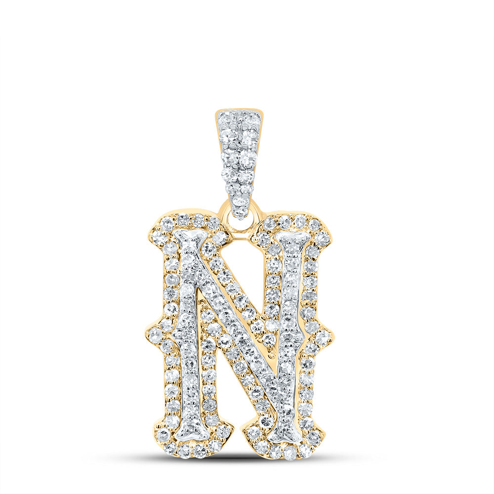 10k Yellow White Natural Diamond Fashion Initial Pendant