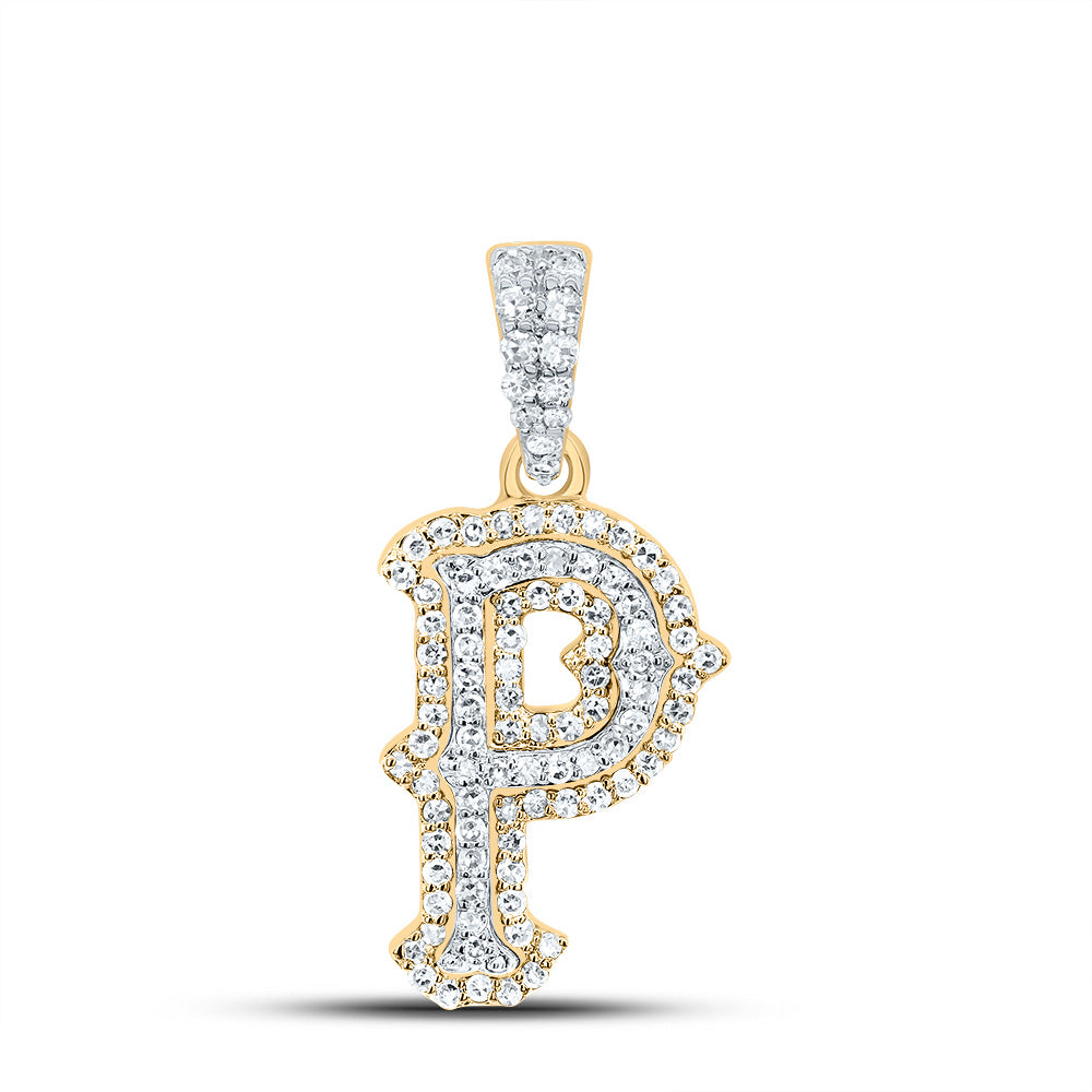 10k Yellow White Natural Diamond Fashion Initial Pendant