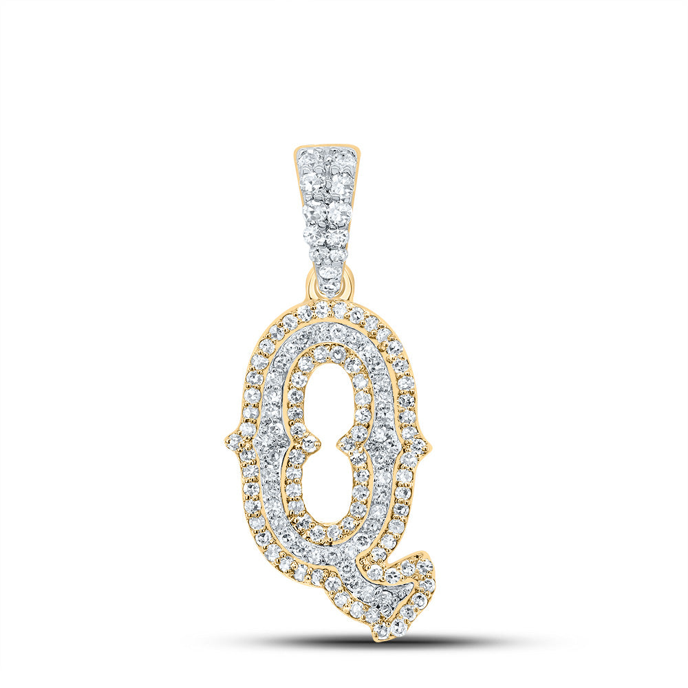 10k Yellow White Natural Diamond Fashion Initial Pendant