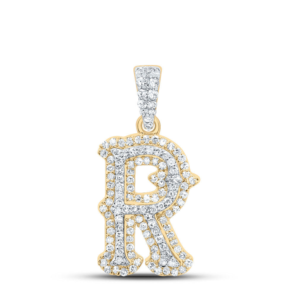 10k Yellow White Natural Diamond Fashion Initial Pendant
