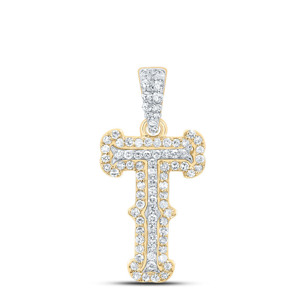 10k Yellow White Natural Diamond Fashion Initial Pendant