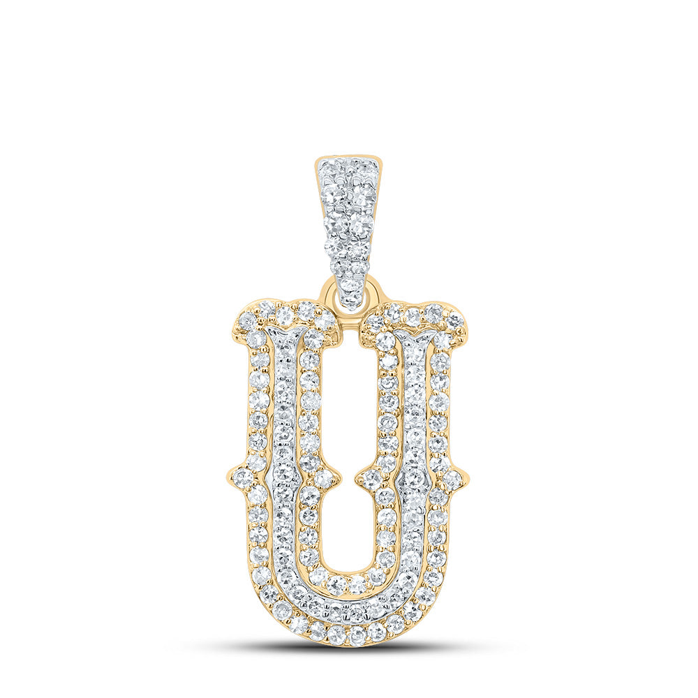10k Yellow White Natural Diamond Fashion Initial Pendant
